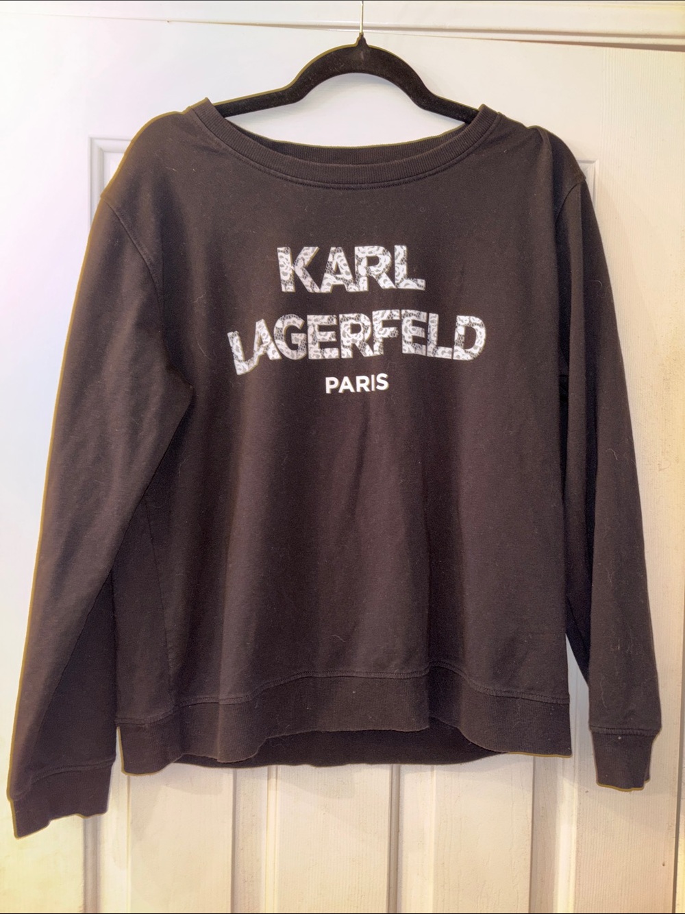 Karl Lagerfeld Black Sweatshirt with White Logo Large EUC